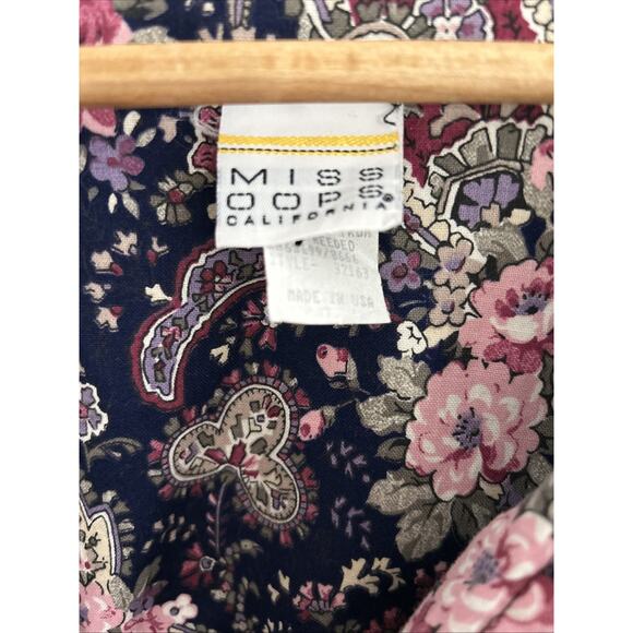 VTG 80s Miss Oops Cottagecore Dress Lace Collar Floral Paisley Midi Prairie - Picture 2 of 8